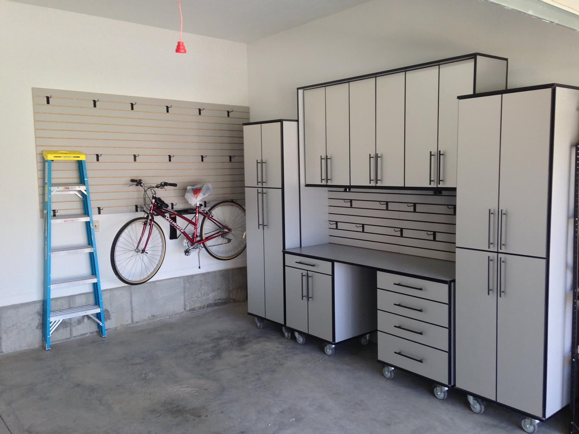 Silver garage storage with bike rack